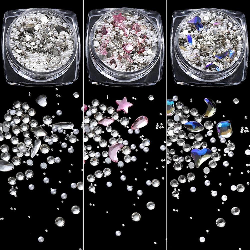 Needway Kuku Berlian Imitasi Wanita Fashion Flat Bottom Drills Bintang Manikur Aksesoris Nail Art Perhiasan Mutiara Dekorasi Kuku