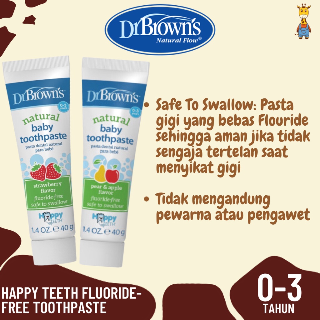 Dr. Brown's Happy Teeth Fluoride-Free Toothpaste / Pasta Gigi Anak / Odol Anak