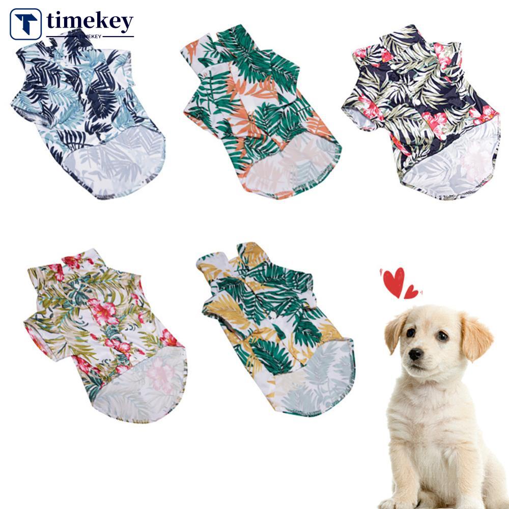 Timekey S-5XL Gaya Hawaii Lucu Musim Panas Kaos Baju Hewan Peliharaan Yang Nyaman Untuk Anjing Atau Kucing Pakaian Anjing Pakaian Hewan Peliharaan Produk Hewan N6U8