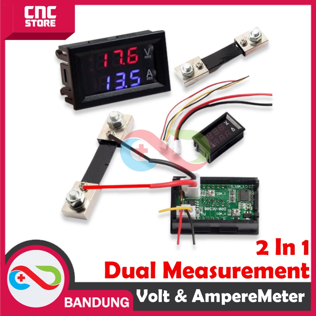 DUAL MINI VOLTMETER 100V AMPEREMETER DIGITAL 100A PLUS RESISTOR SHUNT