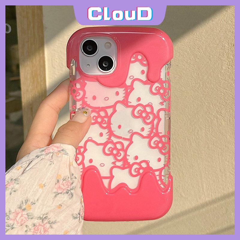 IPHONE Casing Ponsel Bening Es Krim 3D Kompatibel Untuk Iphone11 12 14 13 Pro Max7 8 Plus XR X 8Plus XS Max SE 2020 7Plus INS Korea Aesthetic Lucu Kartun Hello Kitty Lembut Silicon Cover