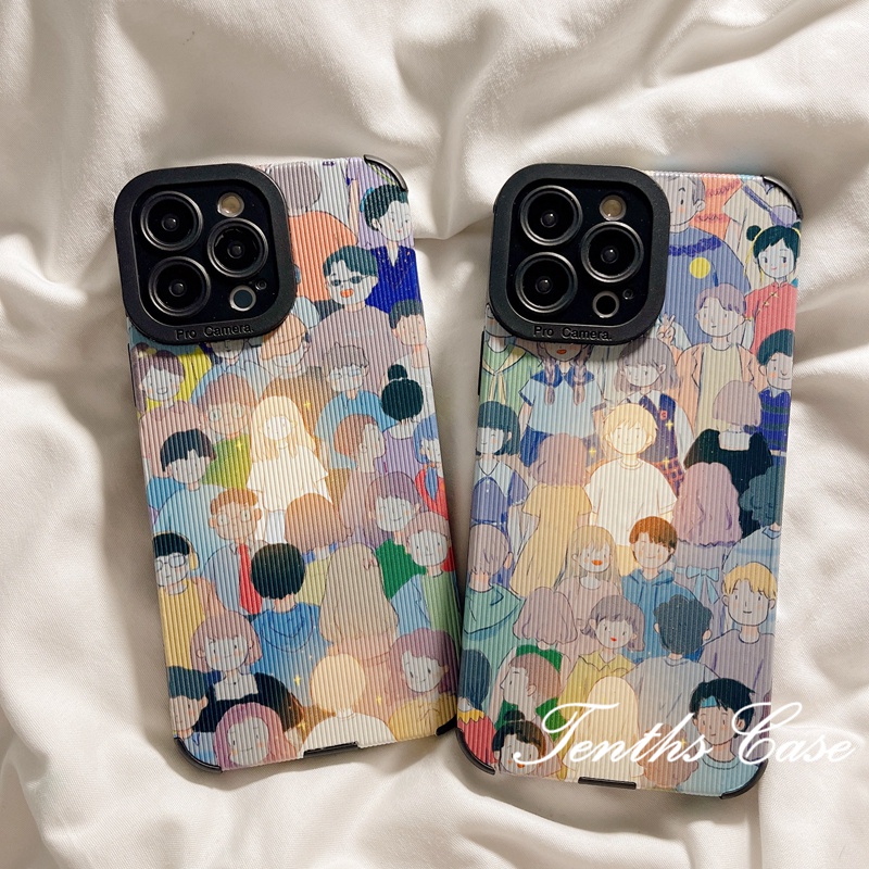 IPHONE Kompatibel Untuk Iphone14 13 12 11 Pro Max X XR Xs Max7 8 6 6s Plus SE 2020 2023 Motif Anak Laki-Laki Dan Perempuan Bercahaya Dalam Gaya Pasangan Crowd Phone Case Back Cover