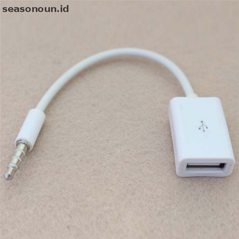 Seasonoun 3.5mm Male AUX Audio Plug to USB 2.0 Female Converter Cable Kabel Untuk Mobil MP3.
