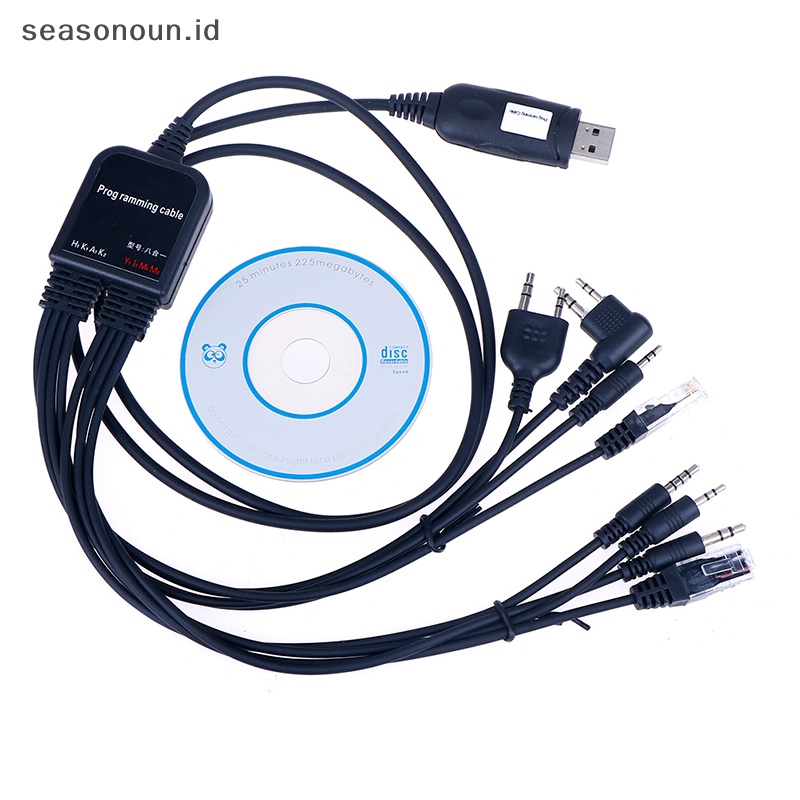 Seasonoun Kabel Program usb Komputer 8in1 Untuk radio Mobil walkie talkie Praktis.