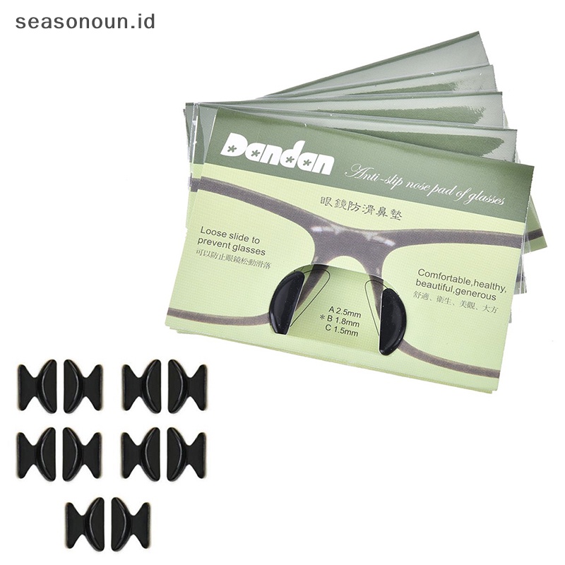 Seasonoun 5pasang 1.8mm anti-slip silicone nose pads Kacamata sunglass Kacamata spectacles.