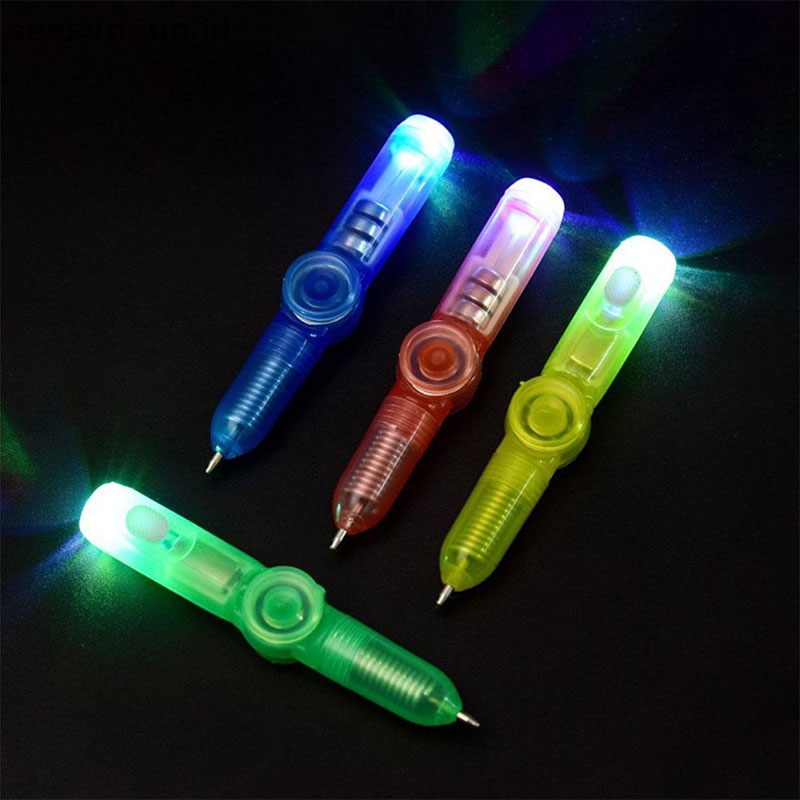 Seasonoun NEW 2in1 Hand Spinner LED PEN Light Fidget Spin Autism Gyroscope Glow dark.