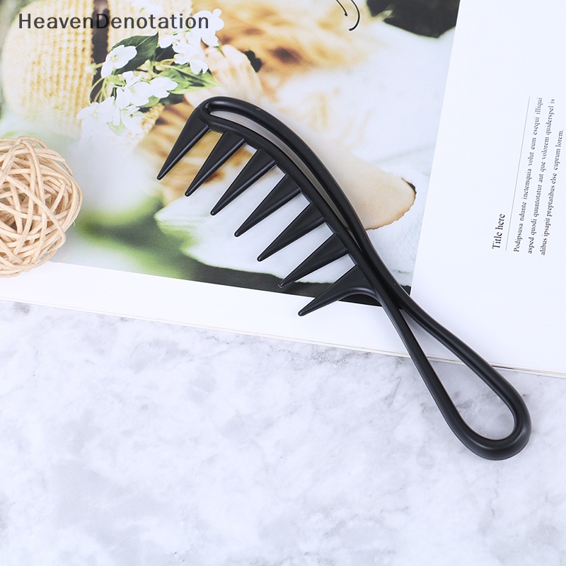 [HeavenDenotation] Hiu Jumbo Gigi Lebar Hitam Gagang Grip Sisir Rambut Pria Hairdressing Teeth Comb HDV