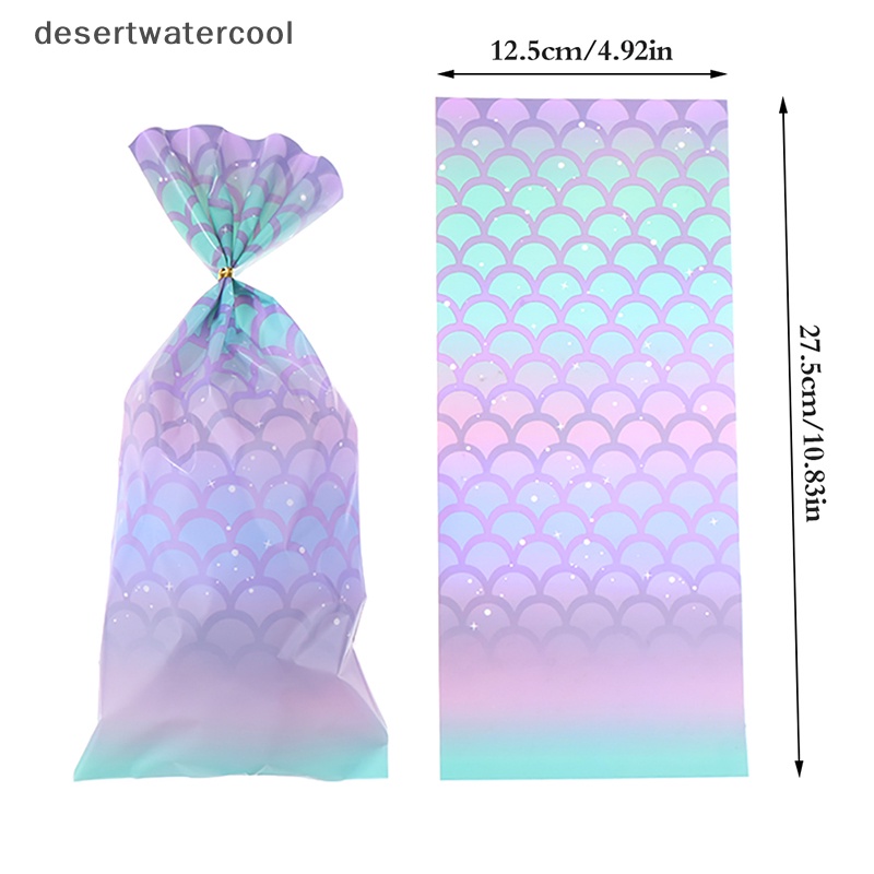 Deid 50Pcs Goodie Bag Plastik Mermaid Tail Permen Biskuit Packaging Bags Martijn