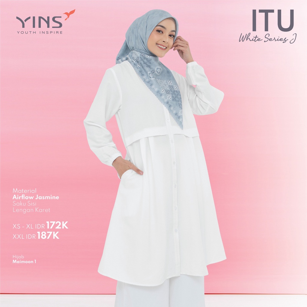 Atasan Wanita Putih Tunik Nibras Youth Inspire ITOP dan ITU White Series