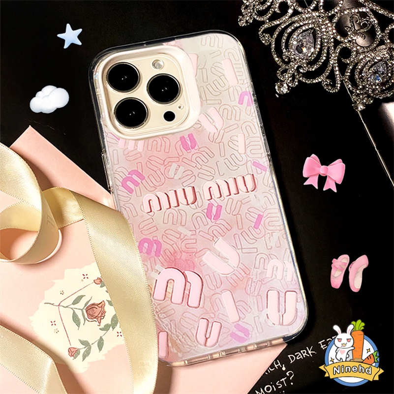 IPHONE Casing Kompatibel Untuk Iphone14 13 12 11 Pro Max X Xr Xs Max8 7 Plus SE 2020 Mewah Laser Pink Casing Ponsel Transparan Ultra Tipis Tahan Shockproof Lembut TPU Cover Pelindung