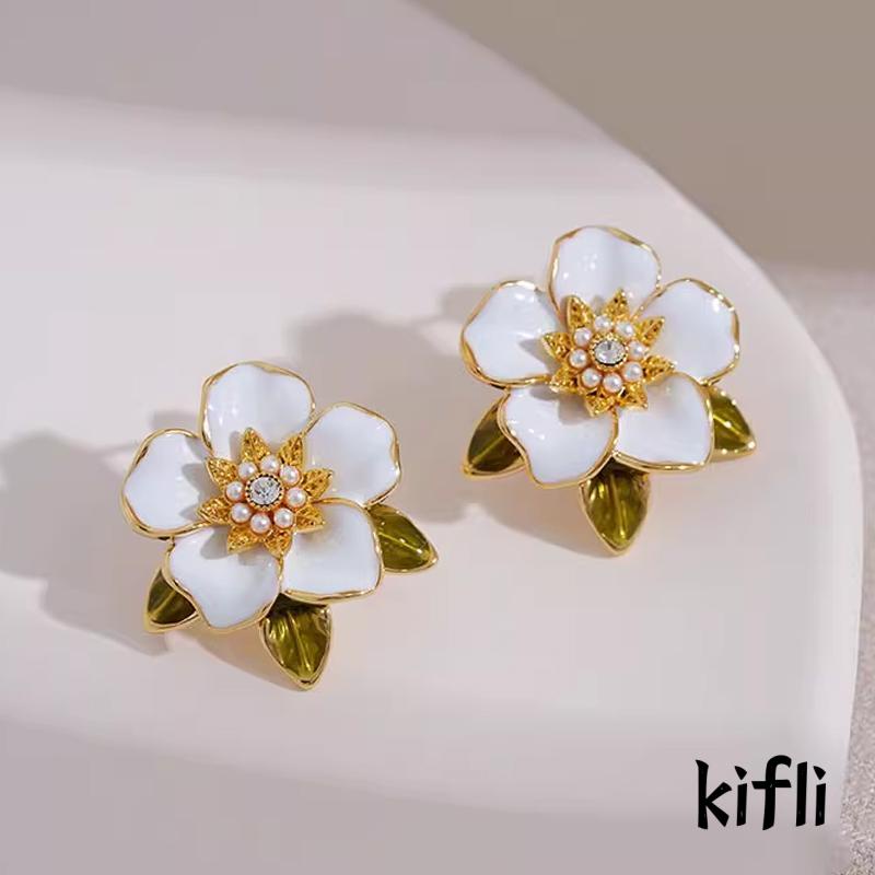 [KD] Perak Jarum Mutiara Bunga Anting Temperamen All-match Wanita Earring