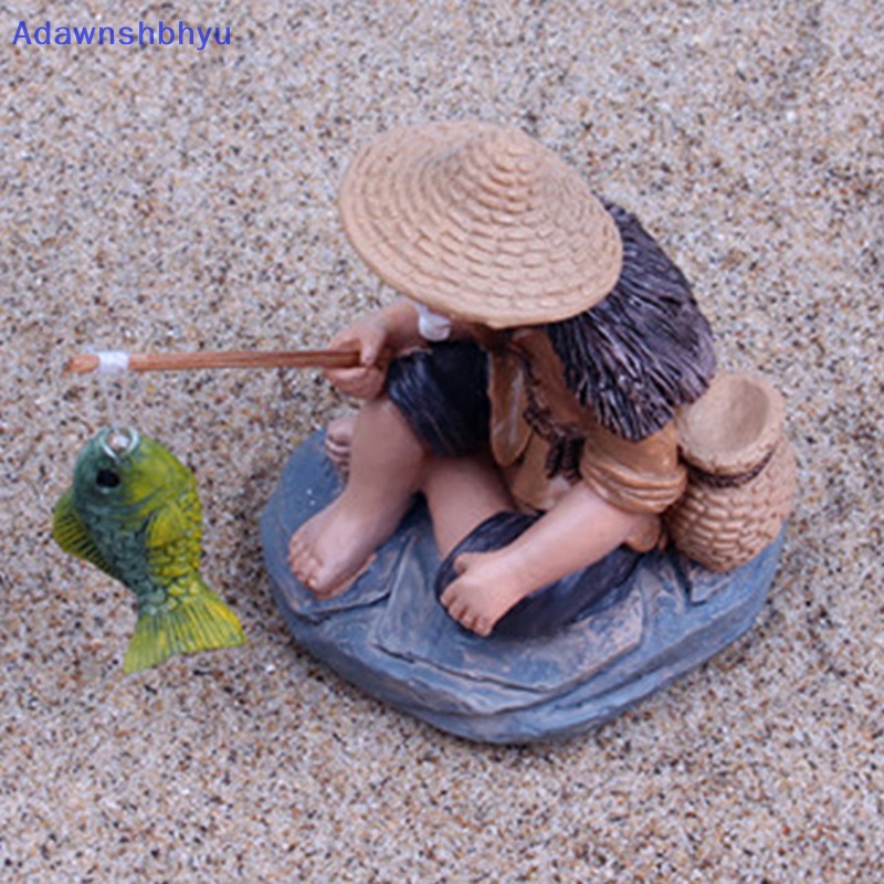 Adhyu Mancing Orang Tua Resin Figure Patung Ornamen Taman Lanskap Mikro GardenCrafts ID