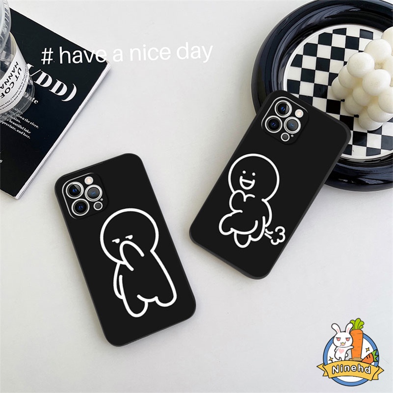 IPHONE Casing Kompatibel Untuk Iphone14 13 12 11 Pro Max X Xr Xs Max8 7 6 6s Plus SE 2020 Kreatif Lucu Pasangan Ponsel Case Lubang Presisi Silikon Tepi Lurus Tahan Debu Soft Cover