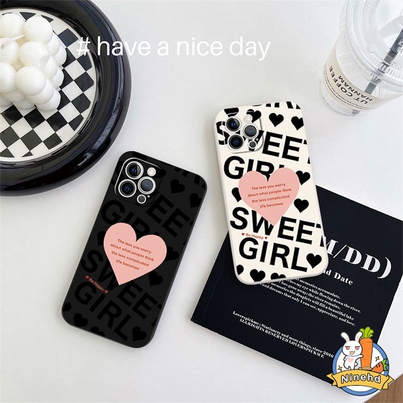 IPHONE Casing Kompatibel Untuk Iphone14 13 12 11 Pro Max X Xr Xs Max8 7 6 6s Plus SE 2020 Pasangan Hati Cinta Inggris Phone Case Warna Solid Silikon Tepi Lurus Shockproof Soft Cover