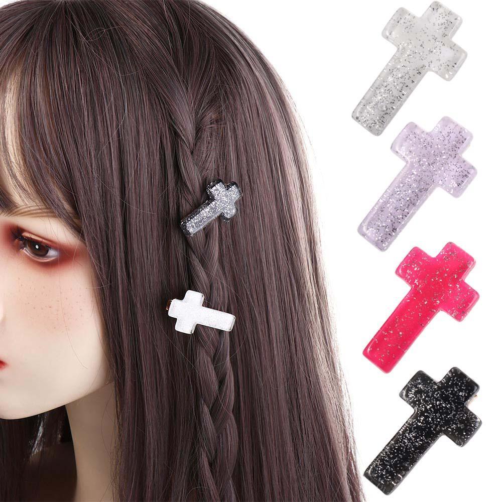 Needway Jepit Rambut Silang Lucu Manis Keren Sederhana y2k Bintang Poni Klip Gaya Harajuku Bentuk Geometri Aksesoris Rambut Wanita