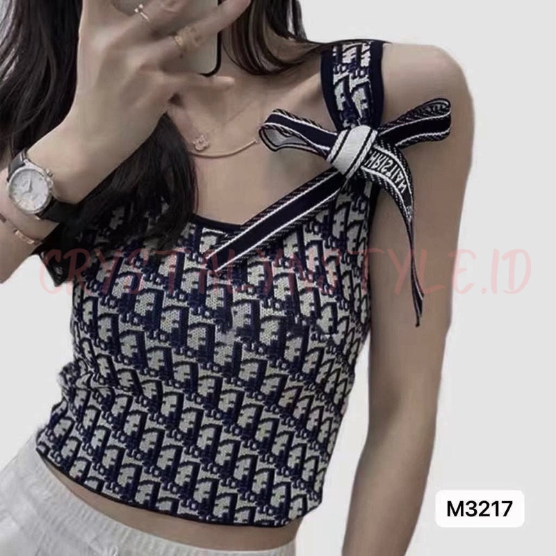 *IMPORT* Tank Top / Camisoles / Kamisol / Vest / Crop Top Knit BKK Di00r With Ribbon
