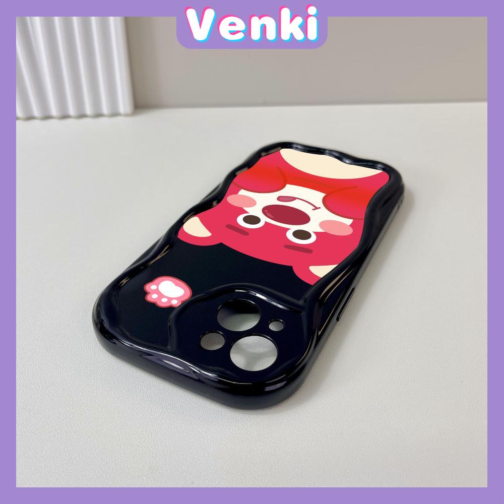 VENKI - For iPhone 11 iPhone Case 3D Curved Edge Glossy Black TPU Airbag Shockproof Camera Case Cute Pink Bear Compatible with iPhone 14 13 Pro max 12 Pro Max xr xs max 7Plus 8Plus