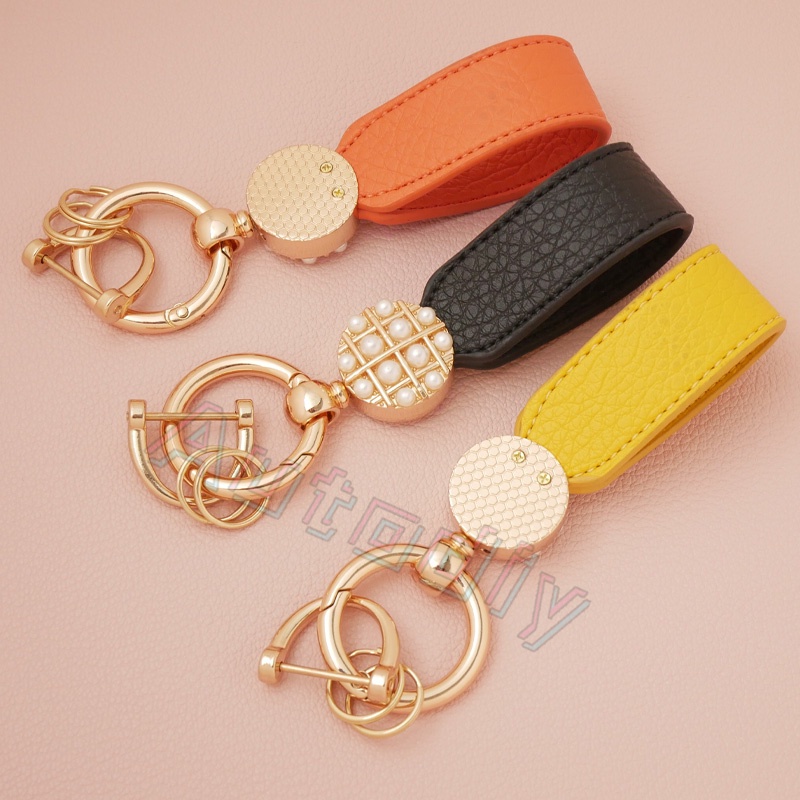 Gantungan Kunci Kulit Universal Lucu Mewah Keyring Braided Rope Buckle Metal Keychains Leather Gantungan Kunci Mobil