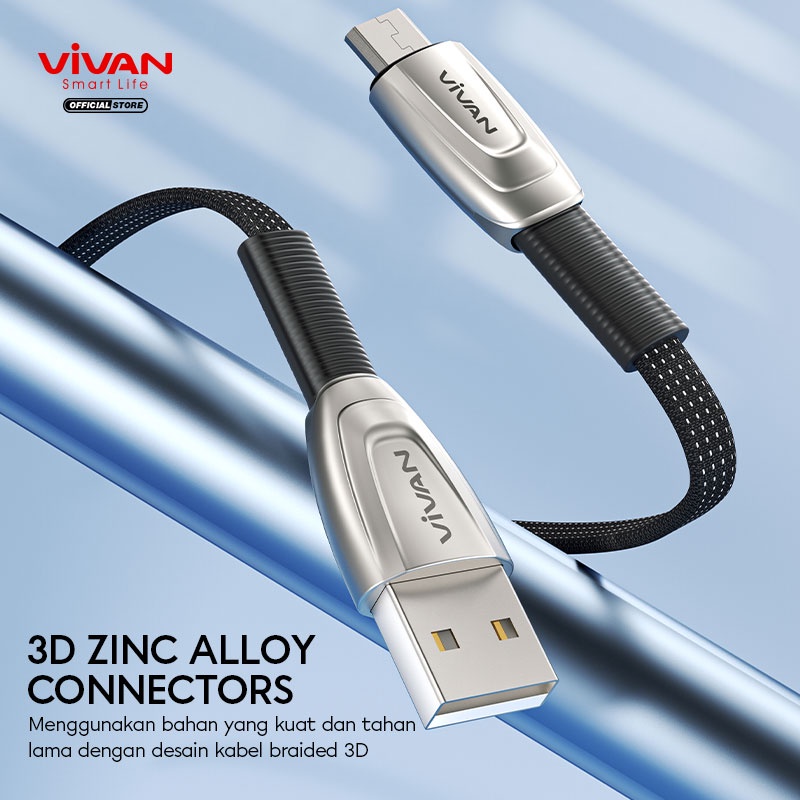 VIVAN Kabel Data Micro USB Kabel Fast Charging 2.4A - 100CM - Garansi Resmi 1 Tahun - BTK-MS