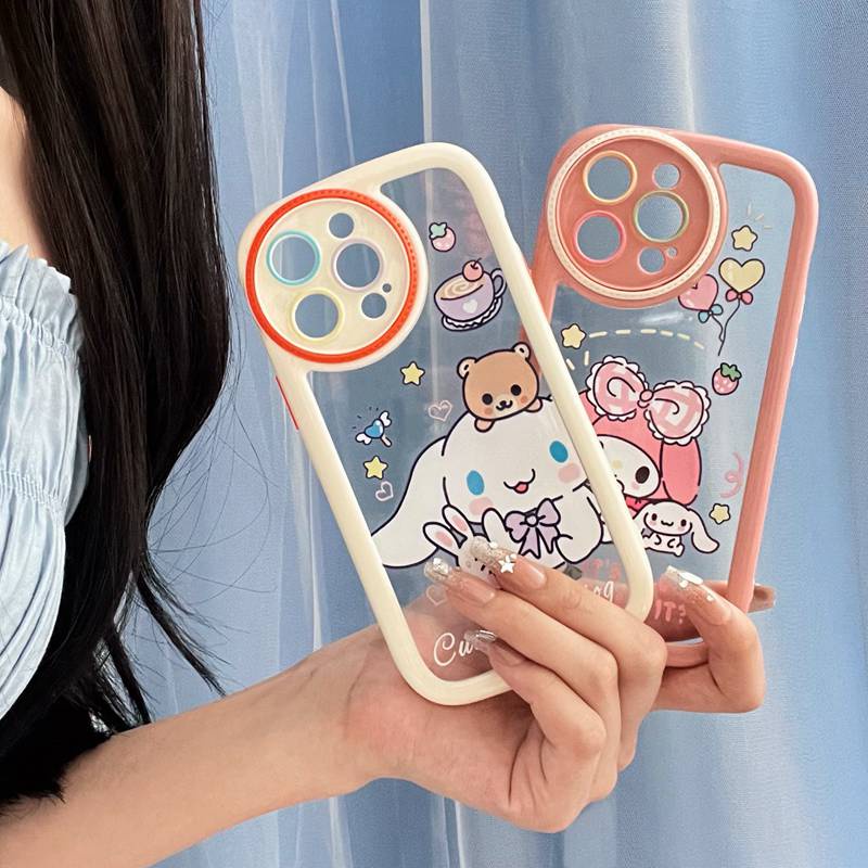 Circular Camera Protect Cream Soft Case IPhone 11 13 12 14 PRO Max Phone Case for Women Girl Cute melody sanrio