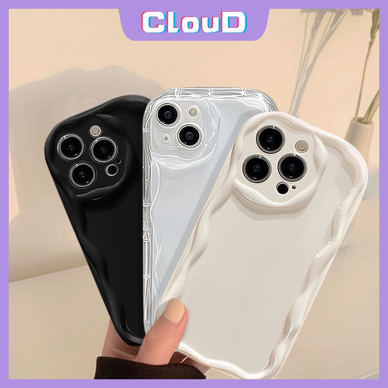 Untuk Samsung A14 A12 A04s A13 A02s A30 A11 A24 A20s A04 A30s A50 A50s A32 A52 A23 A52s A31 A20 A21s A51 A10s A03s A03 3D Wavy Curved Edge Glossy Cat Air Sederhana Lembut Tpu Case