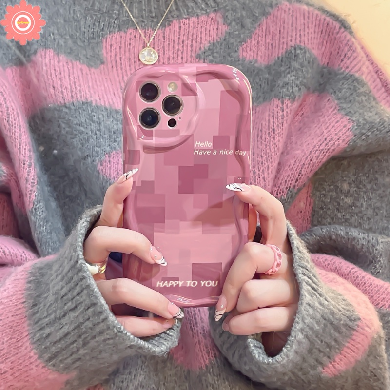 Casing Kisi Cinta Hati 3D Wavy Curved Edge Glossy Rose Pink Untuk Redmi 10C 9A 9T 10 A1 A2 10A 9C NFC Redmi Note8 9 10 11 11s 10S 10Pro Max POCO M3 Lembut Shockproof Cover