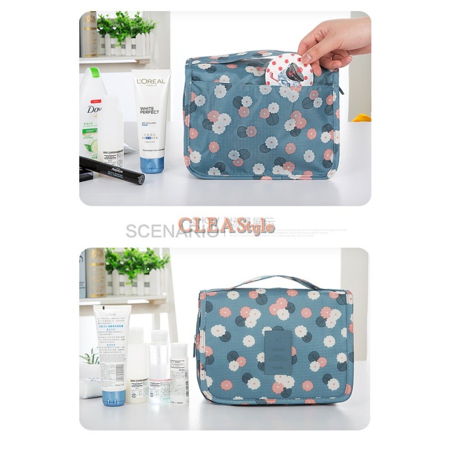 NEW KOREAN TRAVEL TOILETRIES BAG tas organizer gantung kosmetik / Tas kosmetik perjalanan wanita / tas penyimpanan portabel wanita / tahan air berkapasitas besar