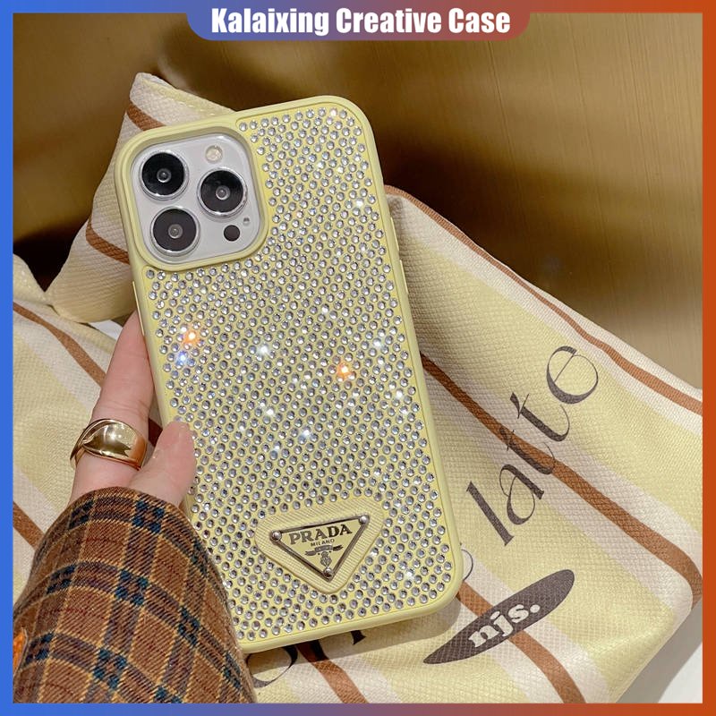 IPHONE Casing Prada Berlian Imitasi Fashion Mewah Untuk Iphone14 Pro Max14Plus12 13 Pro Max Casing Ponsel Mengkilap