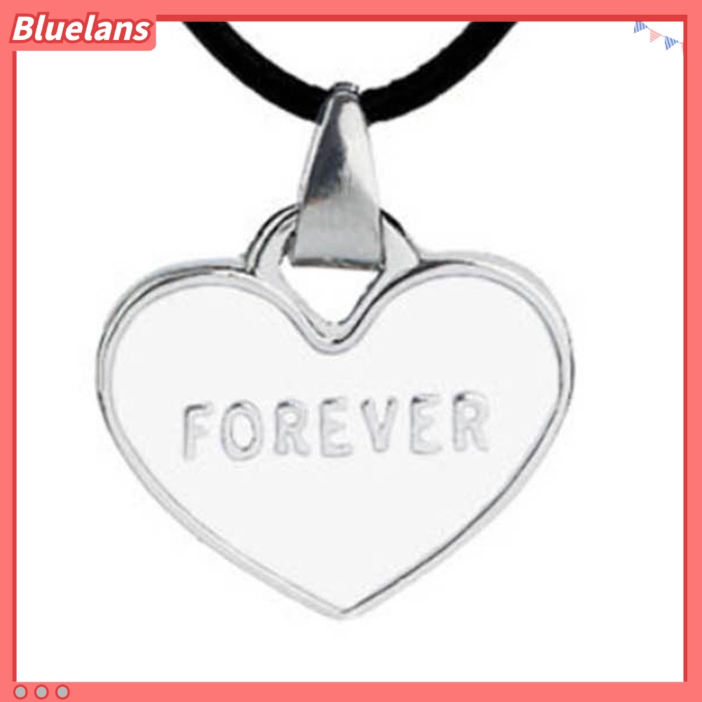 [BLS] 1pasang Unisex Kreatif I Love You Forever Letter Hitam Putih Berbentuk Hati Liontin Pasangan Kalung Hadiah Valentine