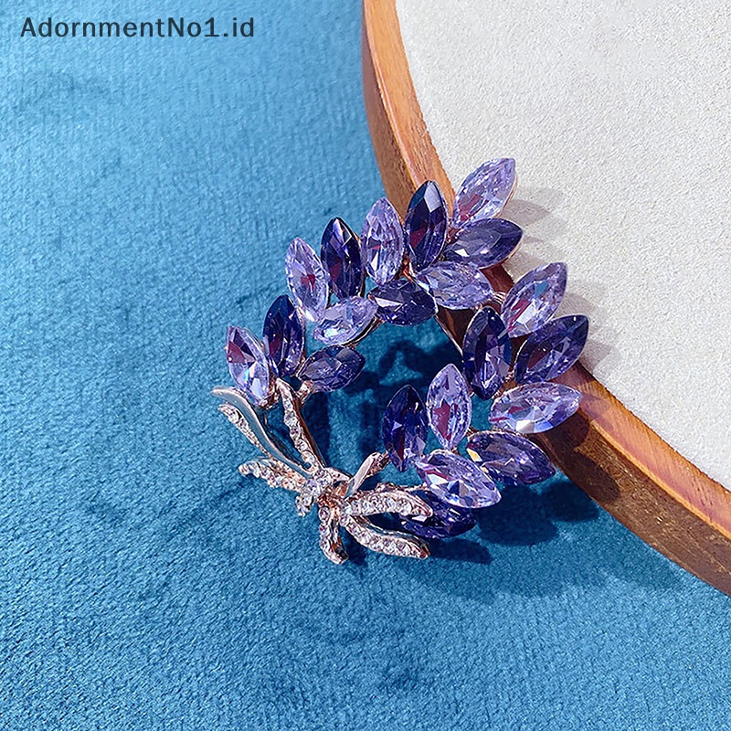 [AdornmentNo1] Wanita Bros Romantis Kristal Lavender Lapel Pin Aksesoris Pakaian Perhiasan [ID]