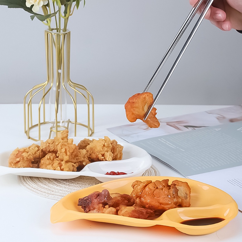 Piring Pangsit Berbentuk Mangga Kreatif Membagi PP Tray Snack Dipping Sauce Platter Seasoning Dish Rumah Tangga Piring Buah Peralatan Makan Dapur