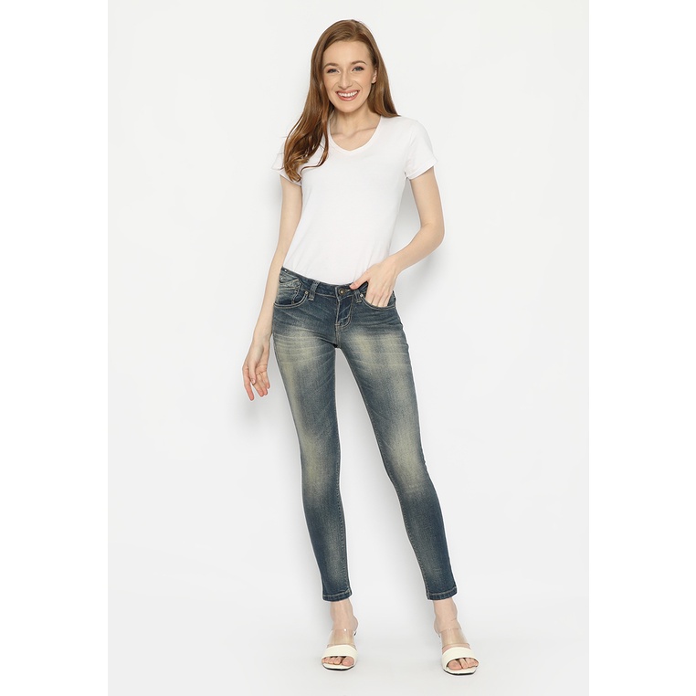 Mobile Power Ladies Jeans Skinny Long Pants -  Blue F2405S