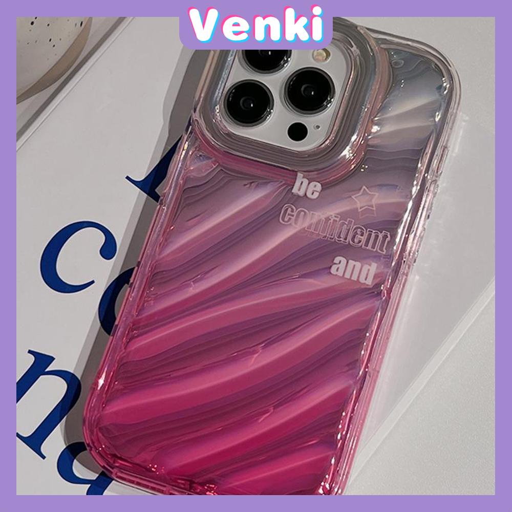 VENKI - For iPhone 11 iPhone Case Laser Reflective Transparent Phone Case TPU Soft Shockproof Airbag Case Protection Gradient Pink English Compatible with iPhone 14 13 Pro max 12