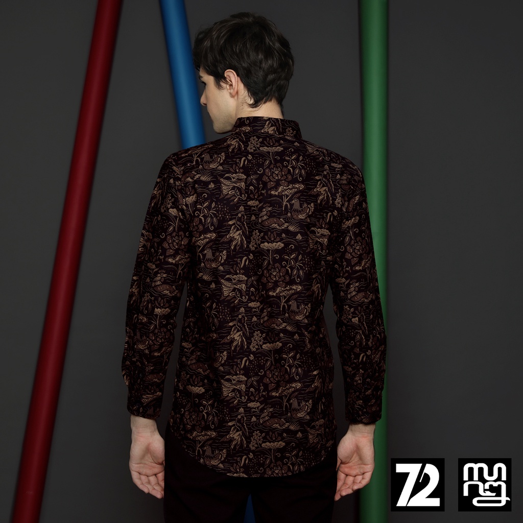 KEMEJA BATIK PRIA Lengan Panjang Premium Two Tone Pagi Sore Elegant Warna Coklat 723700 Cap 72 Baju Kemeja Atasan Pakaian Setelan Batik Pria Cowok Laki Laki Remaja Keluarga Kantor Lengan Panjang Modern Slimfit Slim Fit Premium Kekinian