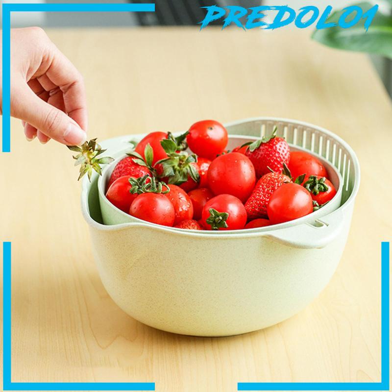 [Predolo1] Rotatable Drainer Membilas Double Layer Drain Basket Untuk Anggur Pasta Kubis