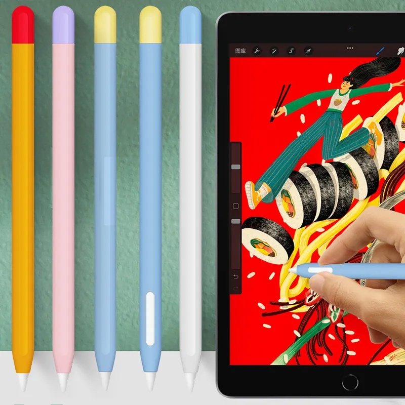 For Apple Pencil Soft Silicone Protective Case/Untuk IPhone Pensil Generasi Kedua Pen Pelindung Warna/Cover Pelindung Anti Slip Dan Tahan Gores Untuk IPad/