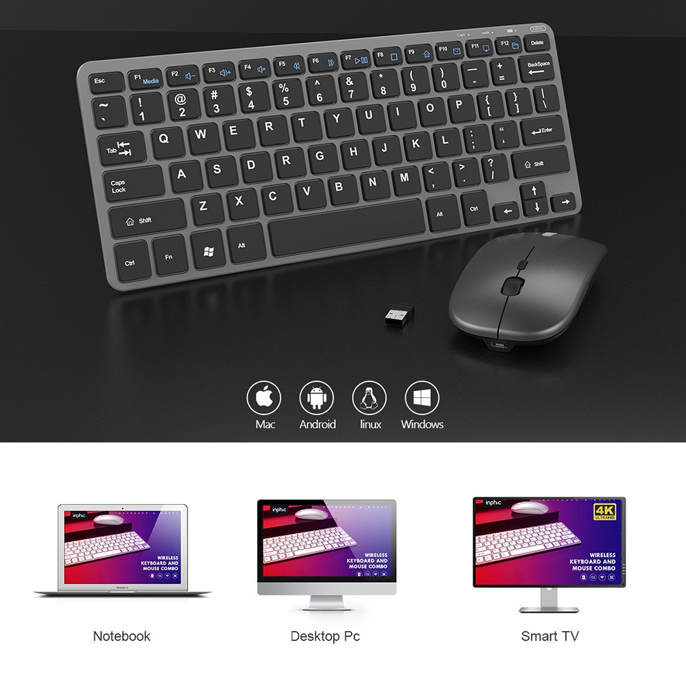 Rechargeable Wireless Keyboard and Mouse Set Mute Stylish Ultra-thin Office Portable Keyboard Bluetooth