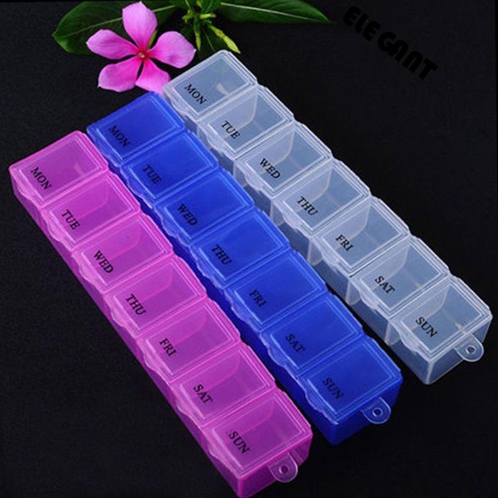 [Elegan] Tablet Case Wadah Organizer 7hari Mingguan Obat Pill Storage Box Pill Case Warna Acak Hadiah 1pcs Portabel Nyaman Perjalanan Wadah Perhiasan Case