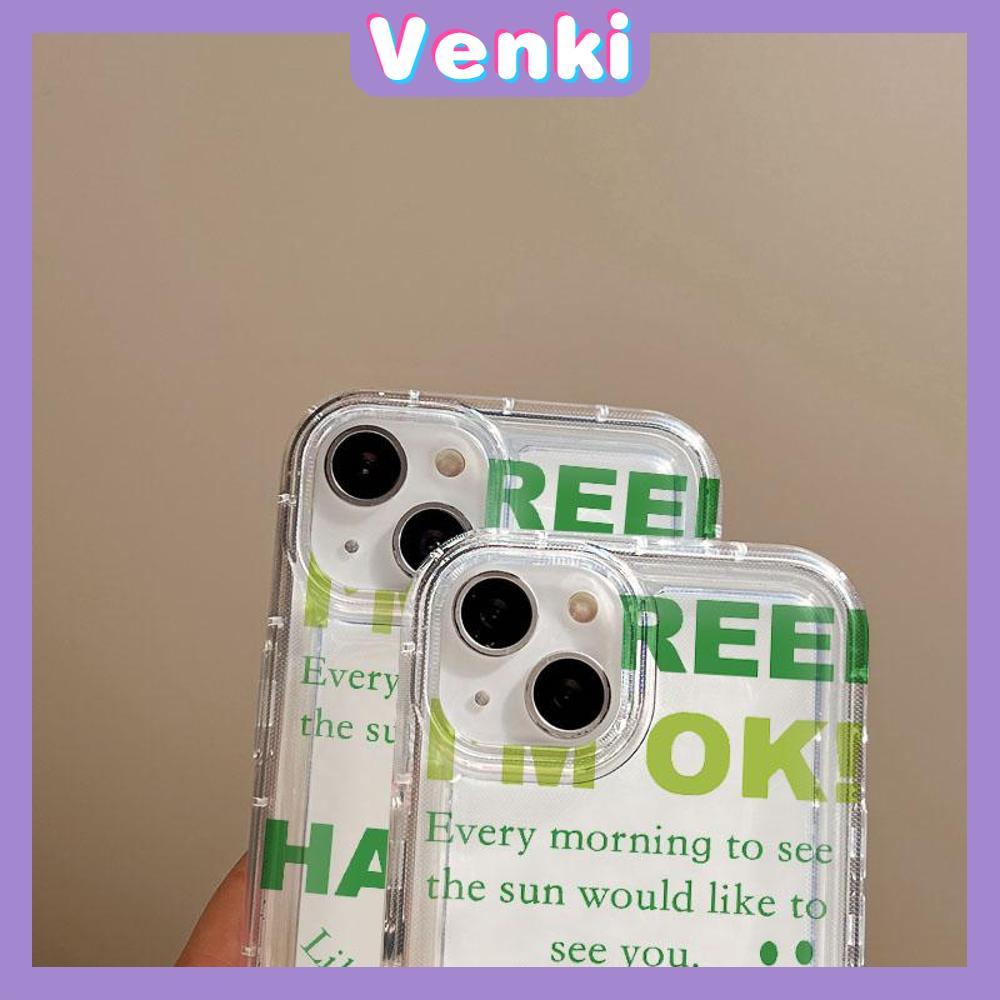 VENKI - For iPhone 11 Case Clear Phone Case TPU Soft Case Airbag Shockproof Protection Camera Fun Green English Compatible with iPhone 14 13 Pro Max iPhone 12 Pro Max XR XS 7 8Plus