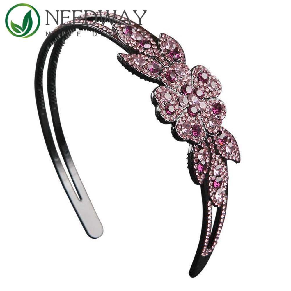 Needway   Women Hair Hoop Untuk Anak Perempuan Manis Non-slip Dengan Gear Bertepi Lebar Musim Panas Bunga Ikat Kepala