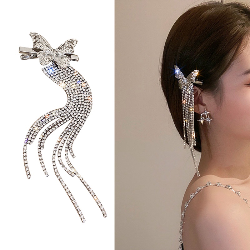 Ins Fashion Kupu-Kupu Rumbai Jepit Rambut Duckbill Klip Perempuan Pasang Rusak Rambut Poni Klip Kepribadian Aksesoris Rambut Super Panjang