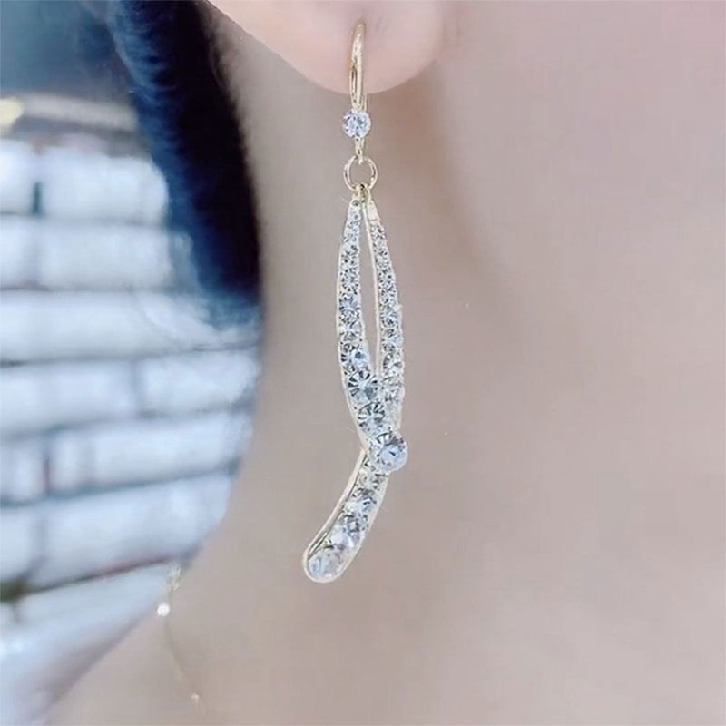 Fashion Mewah Zirkon Pejantan Anting Untuk Wanita Baru Trendi Geometris Busur Cross Fishtail Earring Vintage Pesta Perhiasan Hadiah