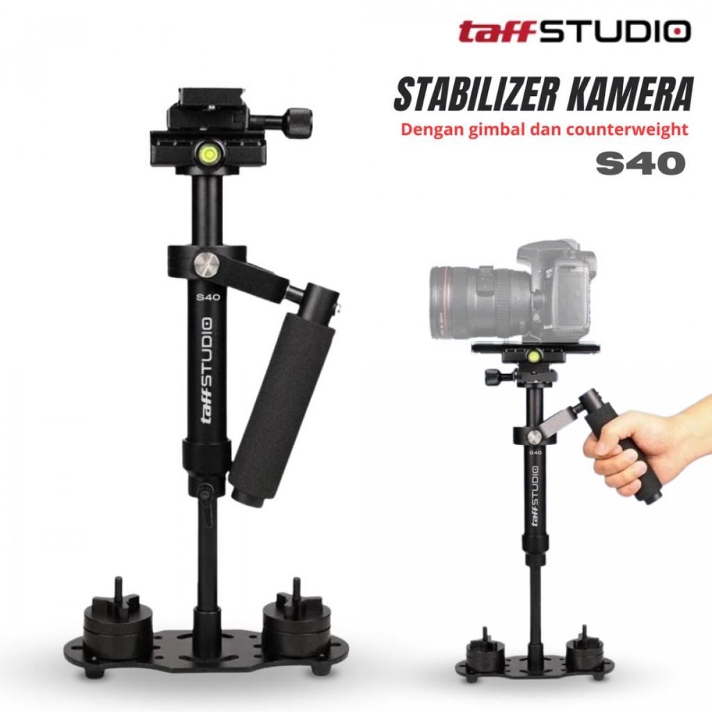 TaffSTUDIO Stabilizer Kamera Steadycam Pro for Camcorder DSLR - S40