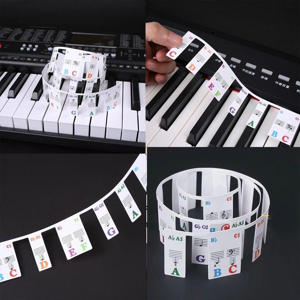 Lanfy Stiker Keyboard Piano Removable Stiker Transparan Simbol 88kunci 61kunci Garu Penanda Piano Elektronik Sticker