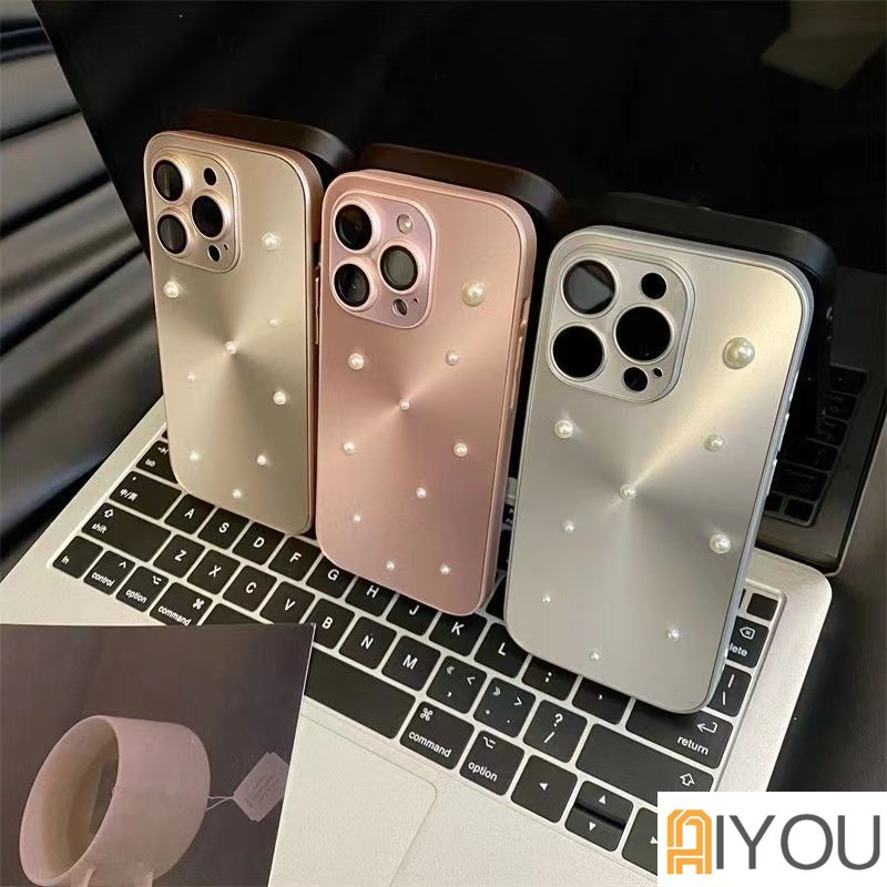 Romantis Langit Berbintang 3D Mutiara DIY Mempesona Ponsel Case Untuk iphone 14 pro Max13 12 11 Shockproof Belt Perlindungan Lensa Gores Casing Tahan laser Penutup Belakang