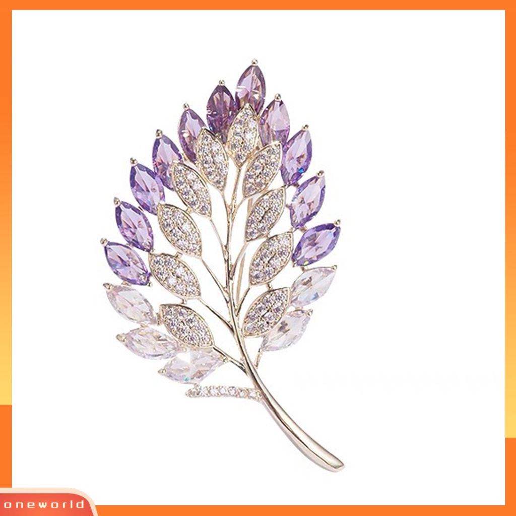 [ONE] Bros Grace Berlian Imitasi Elegan Berongga-out Daun Bros Pin Aksesoris Baju