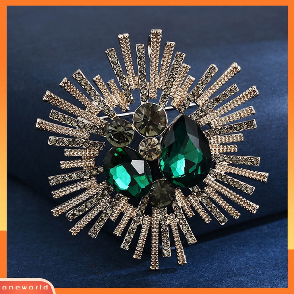 [ONE] Bros Kristal Imitasi Elegan Temperamen Hadiah Besar Berlian Imitasi Wanita Bisnis Jas Kerah Pin Fashion Perhiasan