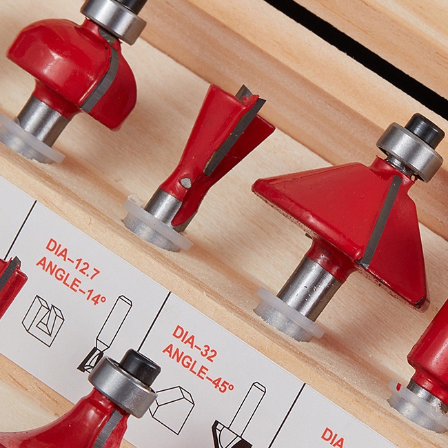 Mata Profil Set 12pcs Trimmer Router Bits Set 1/4” Kayu Router Mailtank Woodworking Shank Trimmer/PROMO Router Bit Set 12 Pcs - Mata Profil Set Mata Trimmer Set 12 pcs