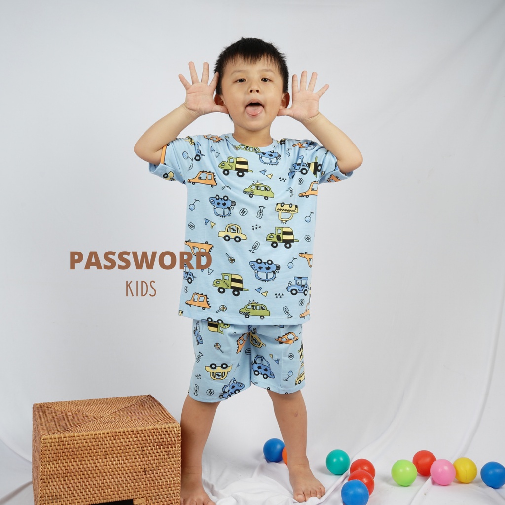 HappyOliver  PIYAMA PASSWORD CAR&amp; BUS Setelan piyama 1 - 7 Tahun Baju Anak BerKualitas