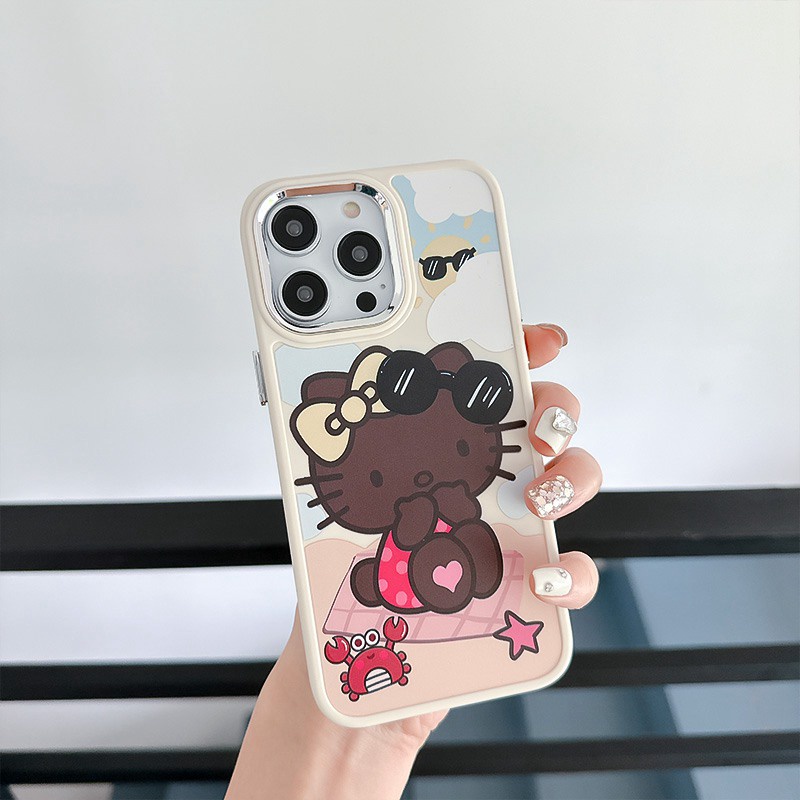 Summer Holiday Kitty Soft Silicon Case HP iP iPhone 12 13 14 Pro Max 11 Girl Woman FTD Casing Apple